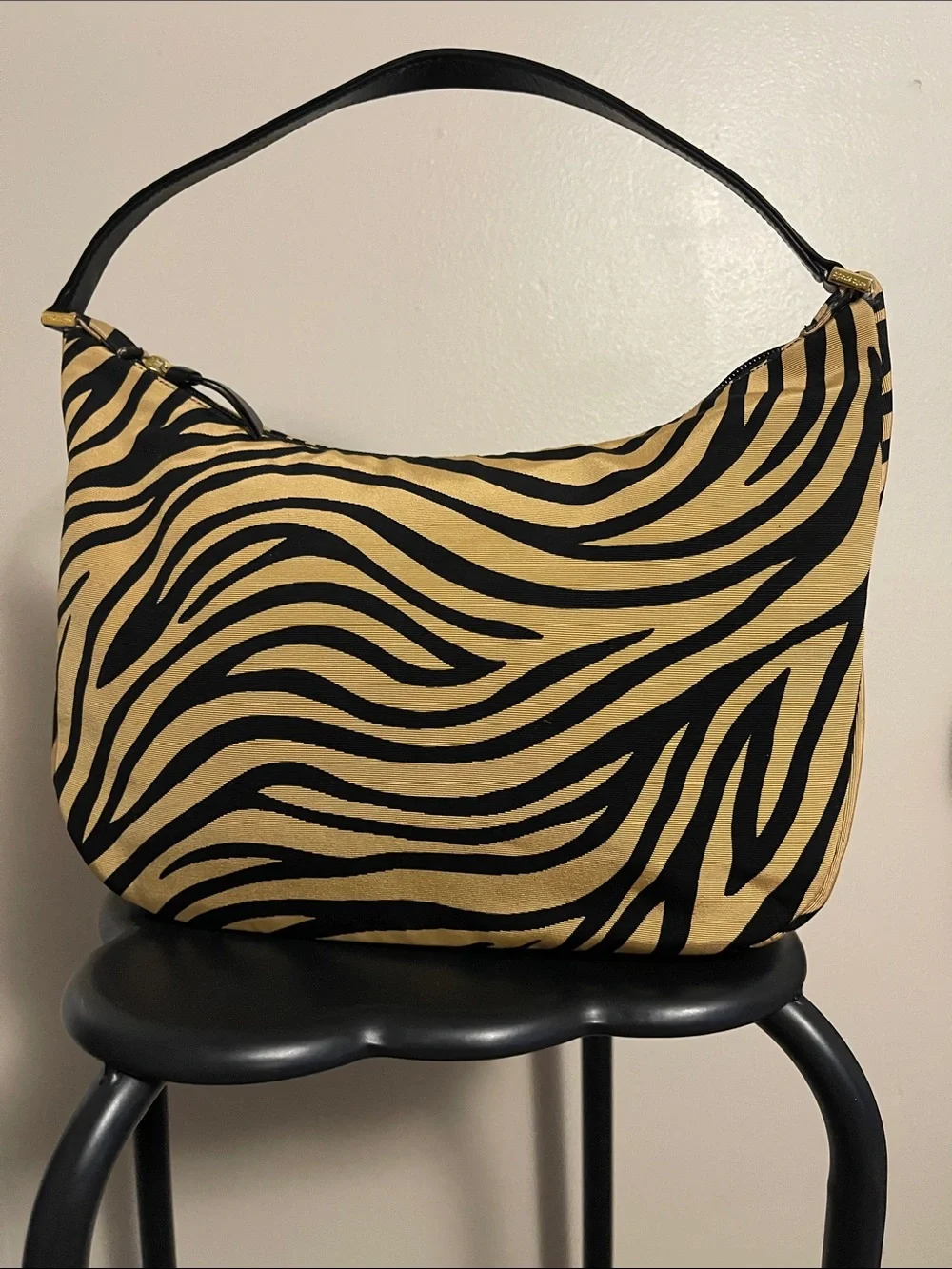 Kate Spade Black & Tan Zebra-Print Shoulder Bag